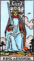 Image of the Rider Waite King of Swords Tarot Card