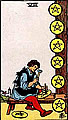 Image of the Rider Waite Eight of Pentacles Tarot Card