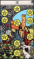 Image of the Rider Waite Ten of Pentacles Tarot Card