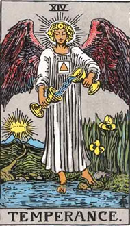 Temperance Major Arcana Tarot Card from Rider Waite Tarot Deck