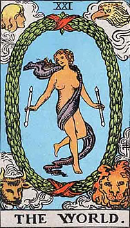 The World Major Arcana Tarot Card from Rider Waite Tarot Deck