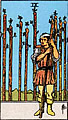 Image of the Rider Waite Nine of Wands Tarot Card